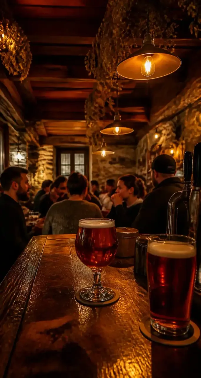 Intérieur chaleureux d'un bar à bière artisanale à Rennes
