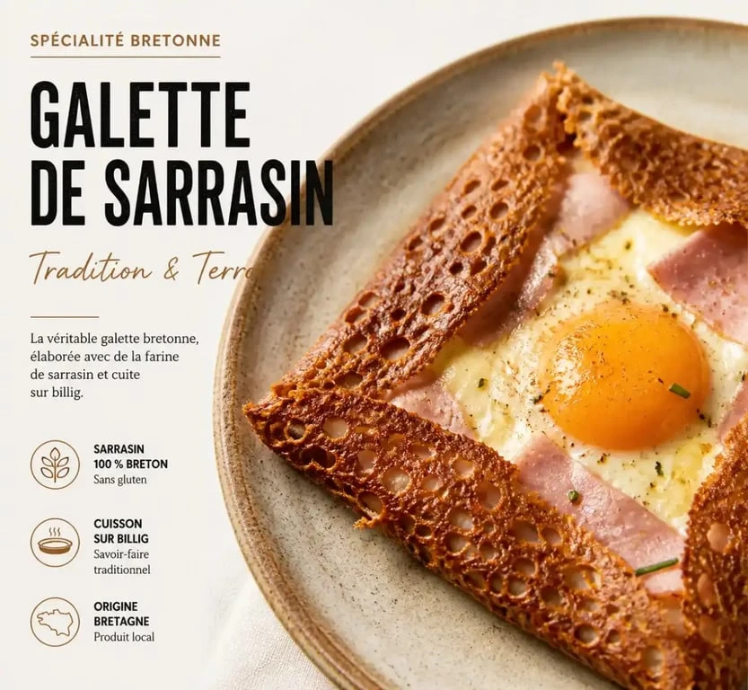 Galette de sarrasin traditionnelle dans une meilleure crêperie à Saint-Malo